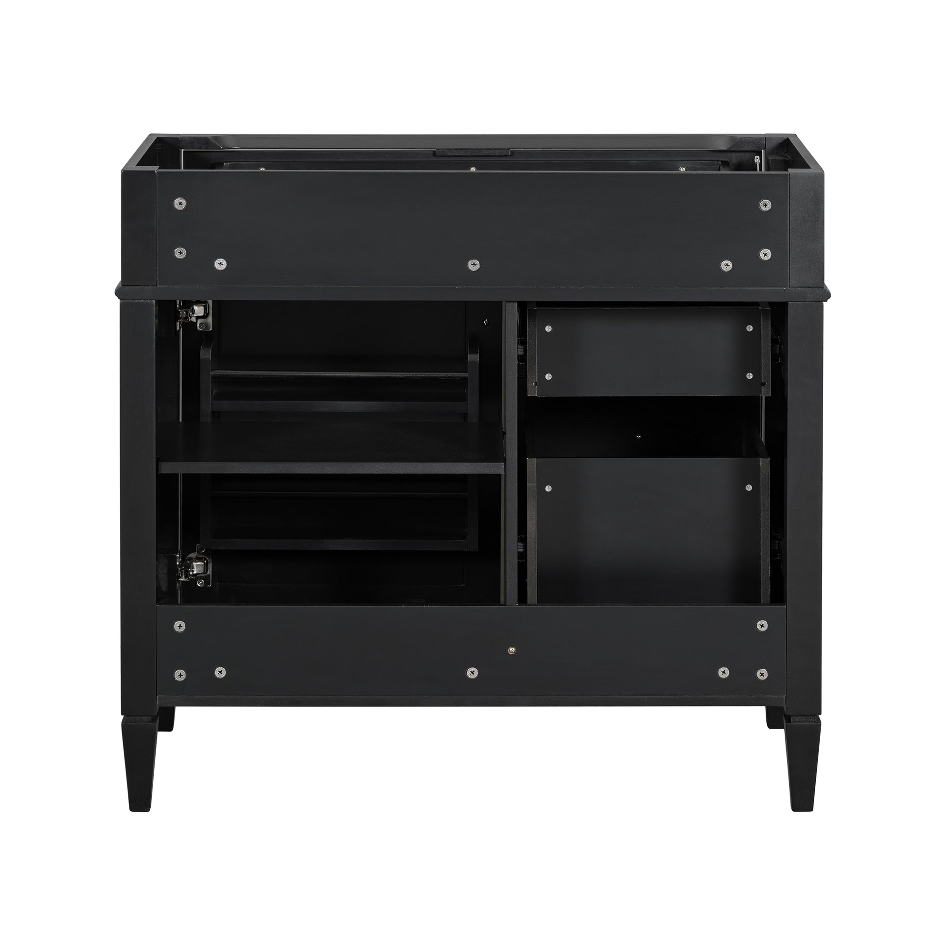 36'' Bathroom Vanity Without Top Sink, Modern Bathroom Storage Cabinet With 2 Drawers And A Tip Out Drawer, Solid Wood Frame Not Include Basin Sink Black Solid Wood Mdf