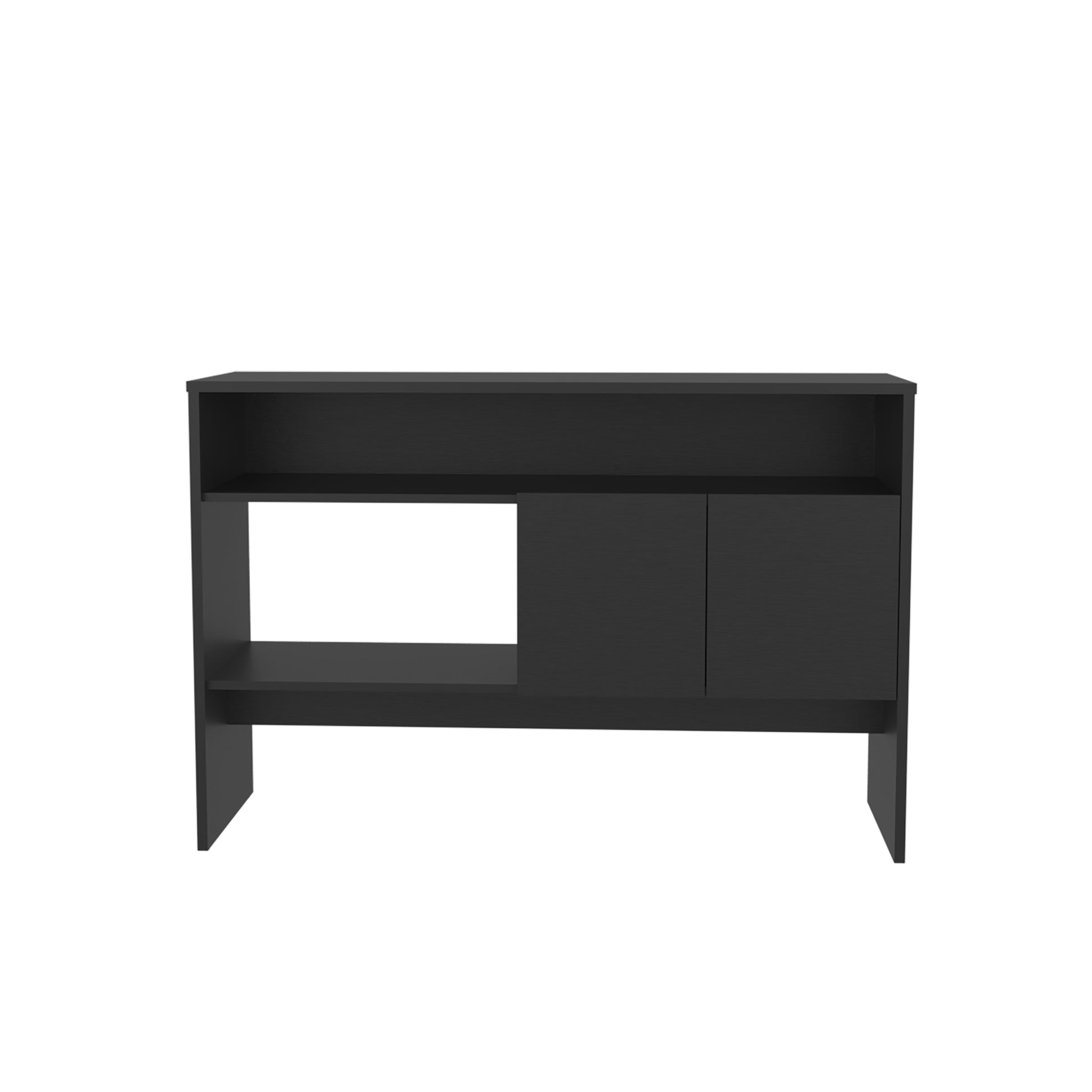 Bellagio 48.7" Wide 2 Tier Narrow Bellagio Console Table With Double Door Cabinet Black Primary Living Space Modern Particle Board