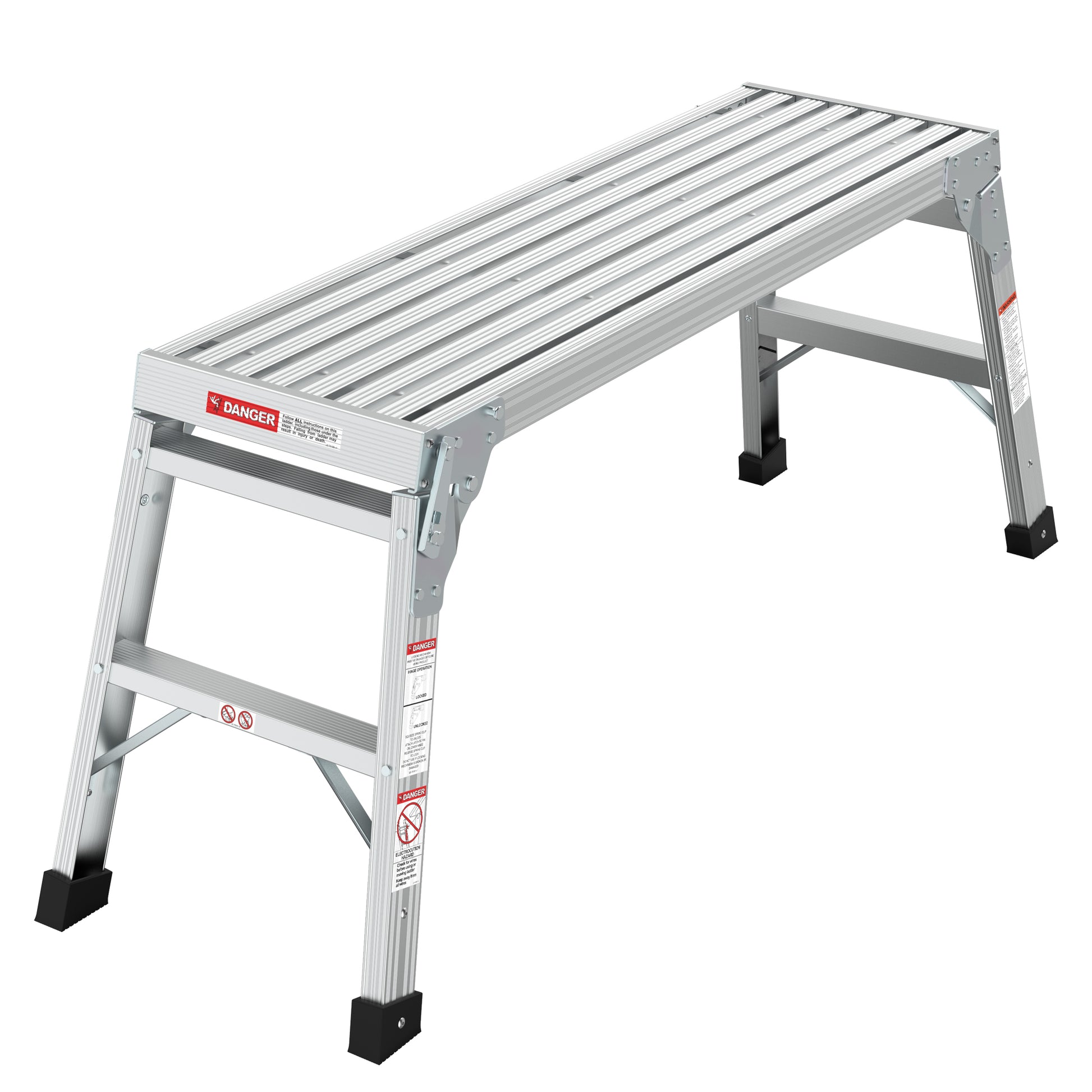 Work Platform Aluminum Portable Bench Folding Ladder Ansi Capacity 225 Lbs 40" Grey Aluminium Alloy