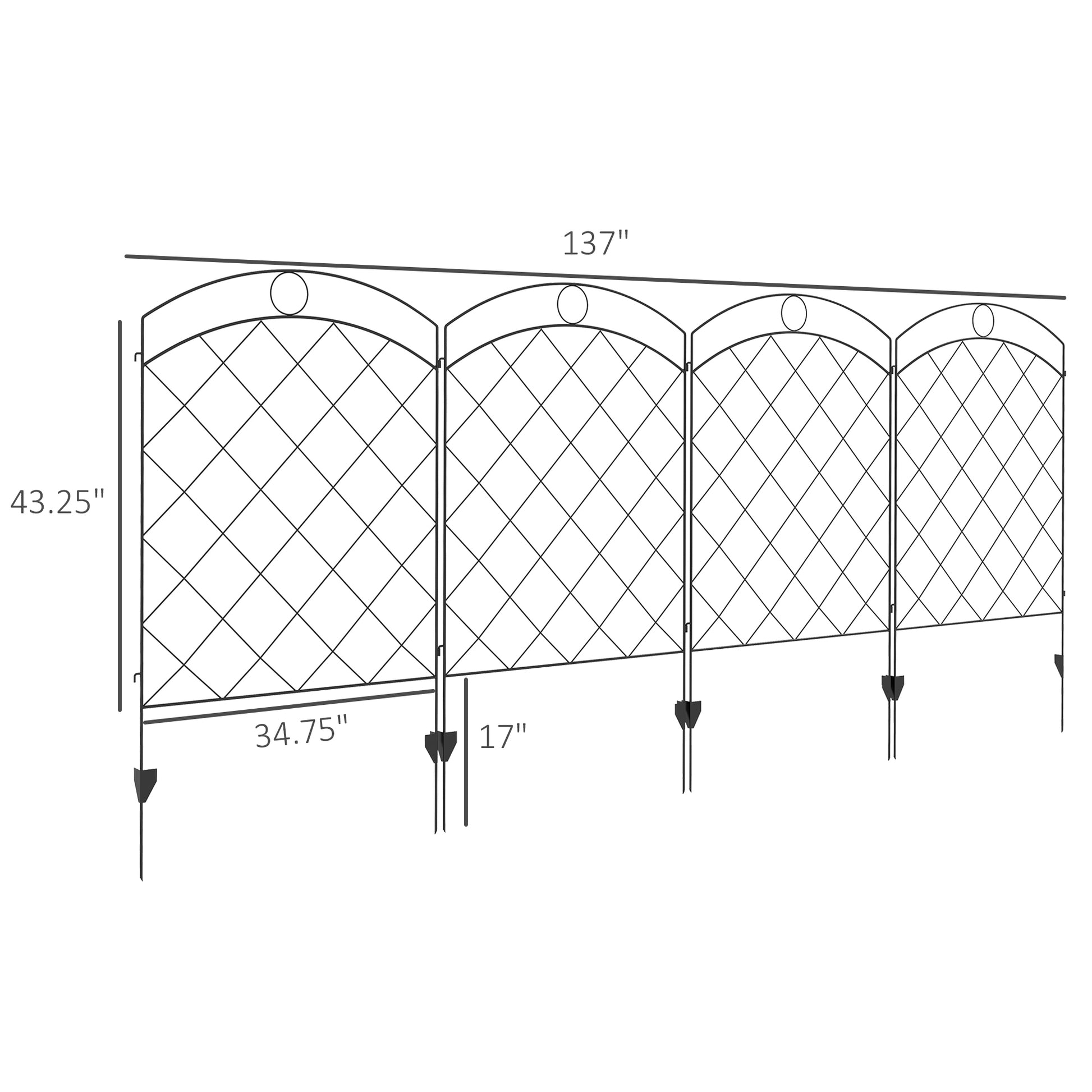 Outsunny Garden Fence, 4 Pack Steel Fence Panels