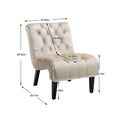 Coolmore Modern Velvet Armless Accent Living Room Chair Leisure Chair,Upholstered Fabric Button Comfortable Chair With Wooden Legs For Bedroom, Living Room, Office Beige Velvet Beige Foam Velvet