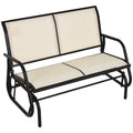 Outsunny 2 Person Outdoor Glider Bench, Patio Double Swing Rocking Chair Loveseat W Powder Coated Steel Frame For Backyard Garden Porch, Beige Beige Steel