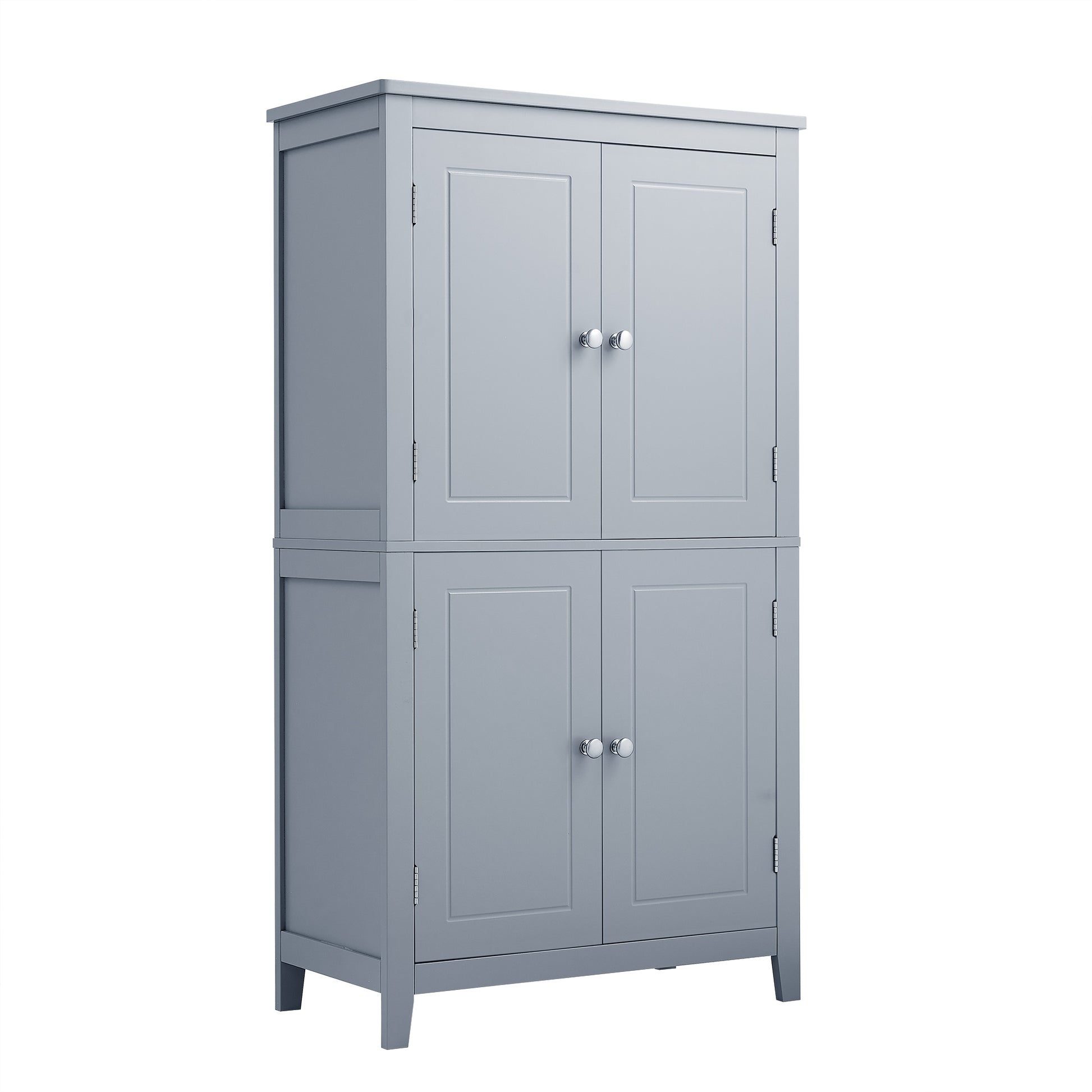 Elegant Bathroom Floor Storage Cabinet, Bathroom Storage Unit, Freestanding Cabinet With 4 Doors, Adjustable Shelves, Adaptable Shelves, Grey Grey Mdf