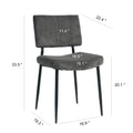 Modern Grey Simple Dining Chair Fabric Upholstered Chairs Home Bedroom Stool Back Dressing Chair Black Metal Legs Set Of 2 Grey Set Of 2 Metal