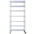 7 Tier Metal Shelf Wire Shelving Unit, 2450Lbs Heavy Duty Adjustable Storage Rack With Wheels & Shelf Liners For Closet Kitchen Garage Basement Commercial Shelving 81.5