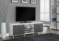 Tv Stand, 60 Inch, Console, Media Entertainment Center, Storage Cabinet, Living Room, Bedroom, White And Grey Laminate, Contemporary, Modern White 80 89 Inches Particle Board