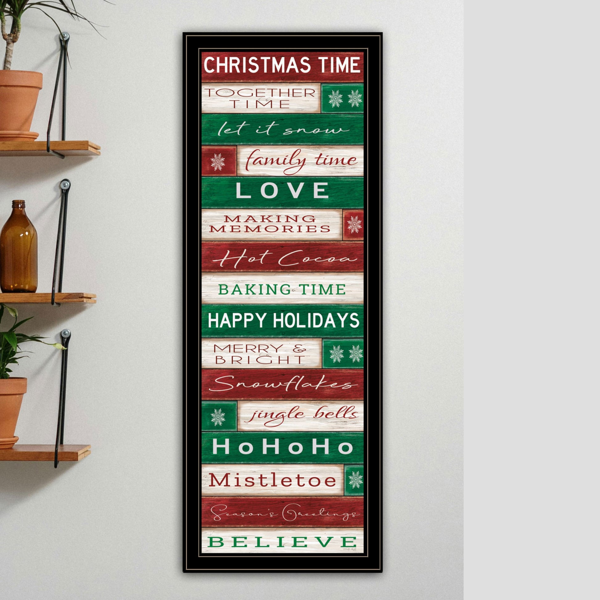 Christmas Time Black Framed Wall Art For Living Room, Bedroom Wall Art Print For Home Decor By Cindy Jacobs Multicolor Wood Paper