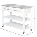 Homcom Kitchen Island With Stainless Steel Top,