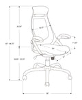 Office Chair, Adjustable Height, Swivel, Ergonomic, Armrests, Computer Desk, Work, Grey Mesh, Chrome Metal, Contemporary, Modern White Foam Polyester