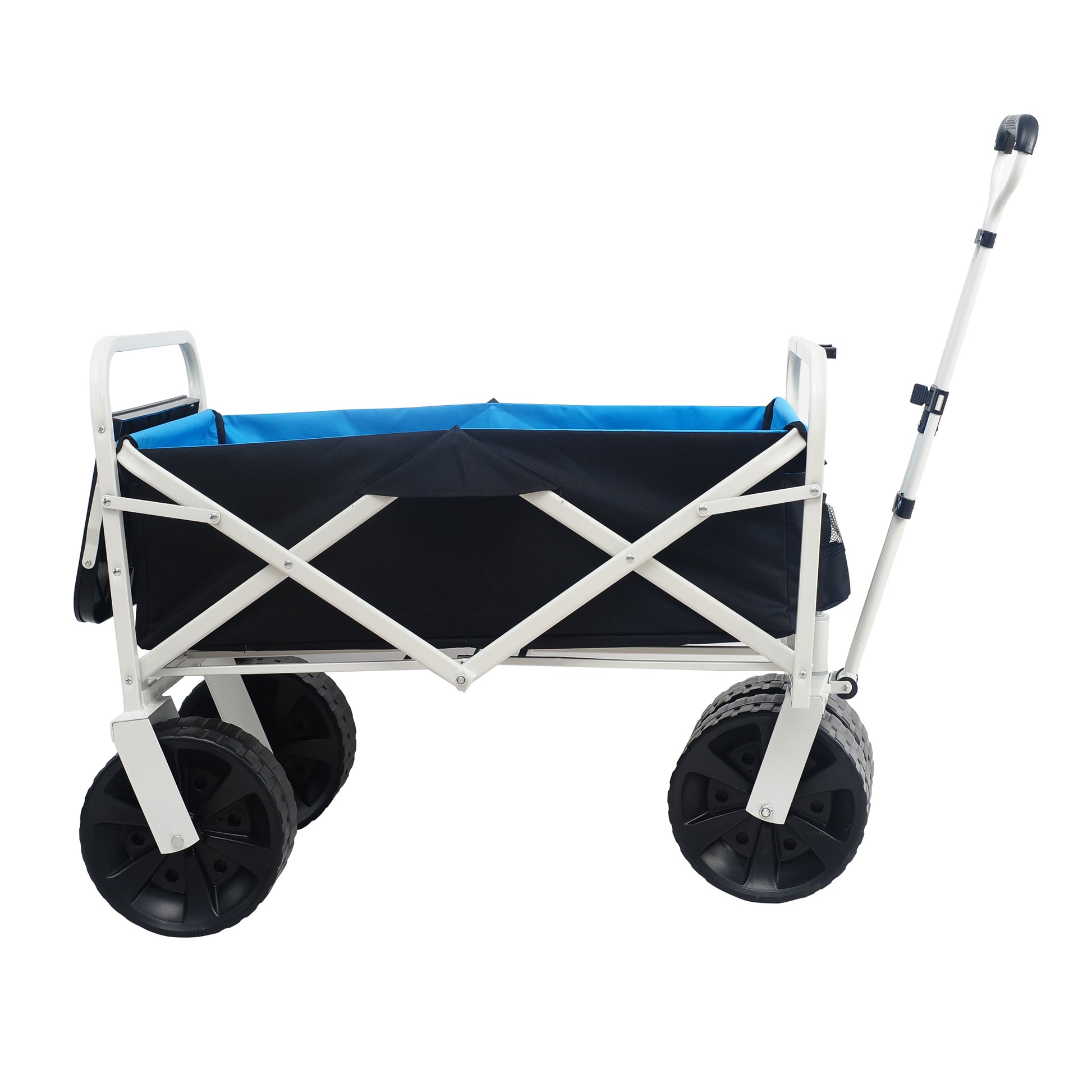 Folding Wagon Garden Shopping Beach Cart White White Black Blue Iron,Oxford Fabric