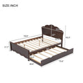 Full Size Wood Platform Bed With Headboard And Twin Size Trundle, Cappuccino Box Spring Not Required Full Cappuccino Wood Bed Frame Solid Wood Mdf