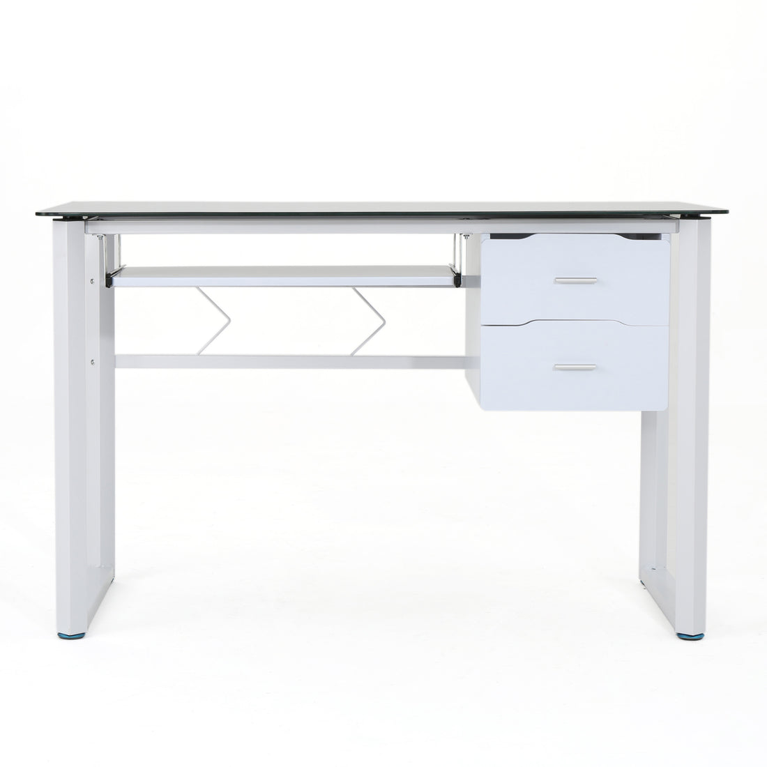 Glass Computer Desk White Black Mdf