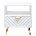 White High Gloss End Table With Shelf - White