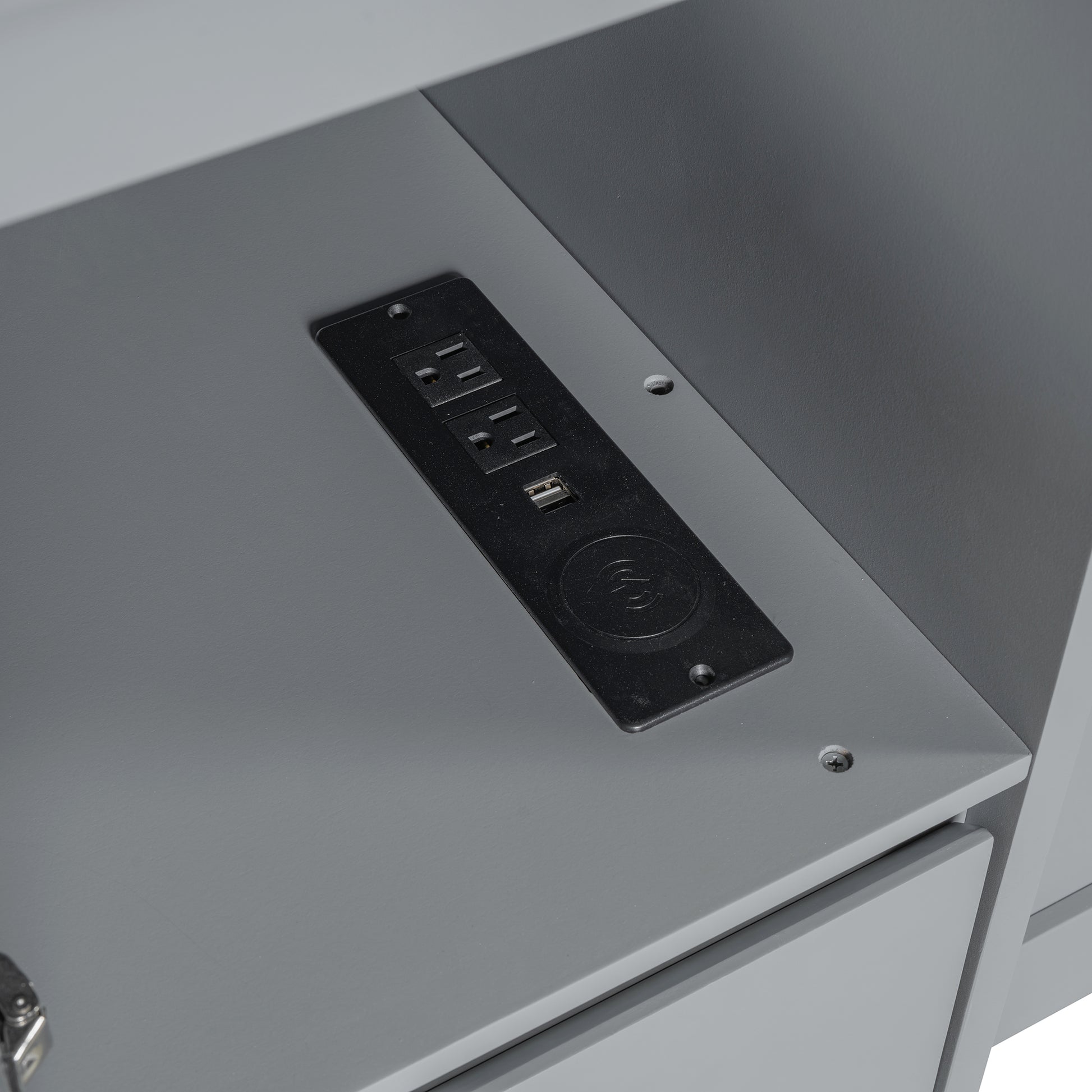 Full Size Murphy Bed With Drawers, Cabinets And Usb Ports,Gray Full Gray Mdf Lvl