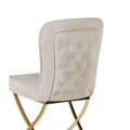 Dining Chair Set Of 2, Beige Velvet Backrest And Golden Metal Legs.For Modern Kitchen Dining Room Chair For Kitchen Living Modern Decorative Leisure Chairs.Office Chairs Y 2009 Beige Dining Room Modern Foam Velvet