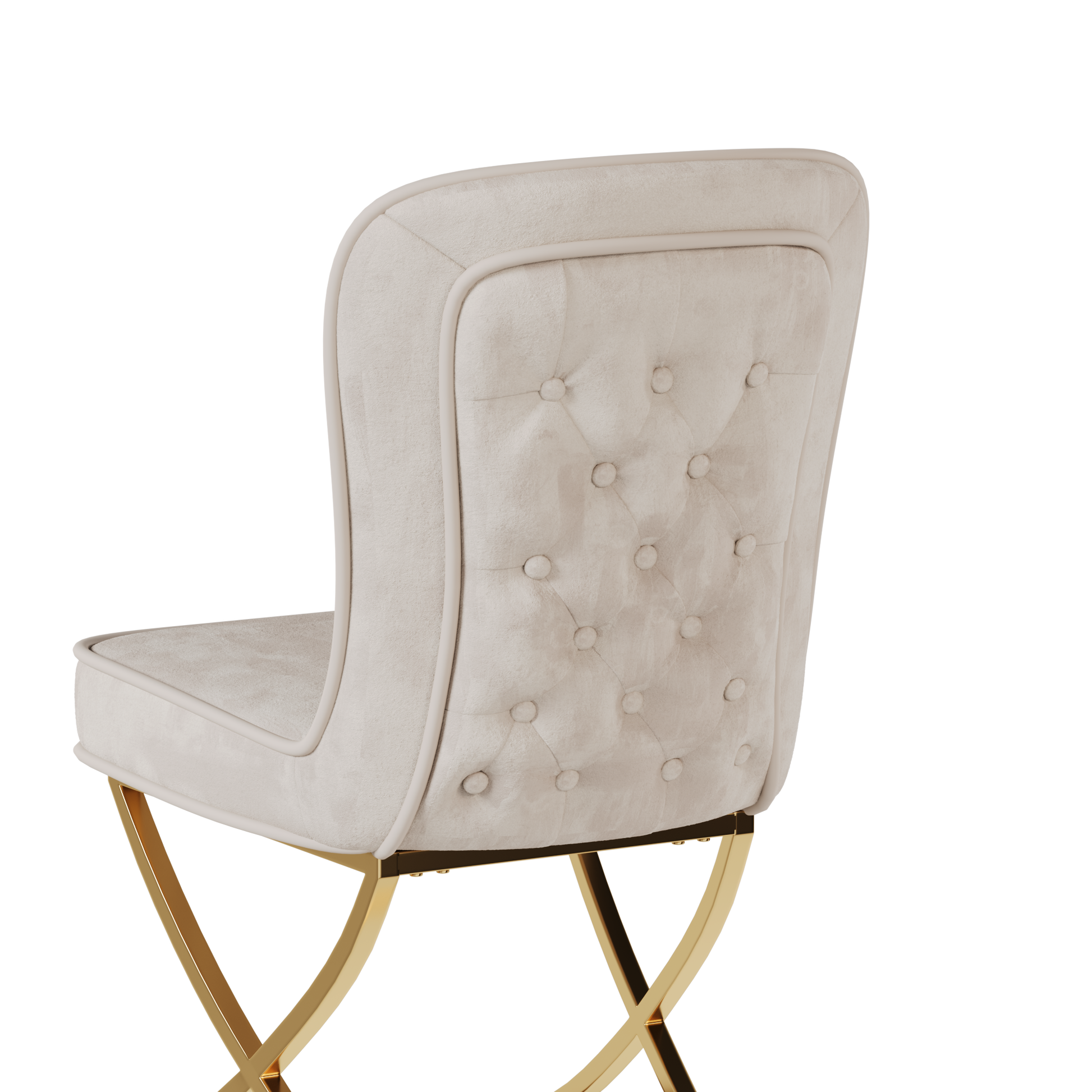 Dining Chair Set Of 2, Beige Velvet Backrest And Golden Metal Legs.For Modern Kitchen Dining Room Chair For Kitchen Living Modern Decorative Leisure Chairs.Office Chairs Y 2009 Beige Dining Room Modern Foam Velvet