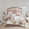 8 Piece Cotton Printed Comforter Set Blush Queen Queen Blush Polyester
