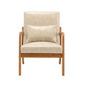 Coolmore Modern Accent Chair, Solid Wood Padding Lounge Armchairs With One Pillow For Living Room, Bedroom, Guest Room Khaki Pu Khaki Brown Primary Living Space Modern Rubberwood Foam Pu Leather