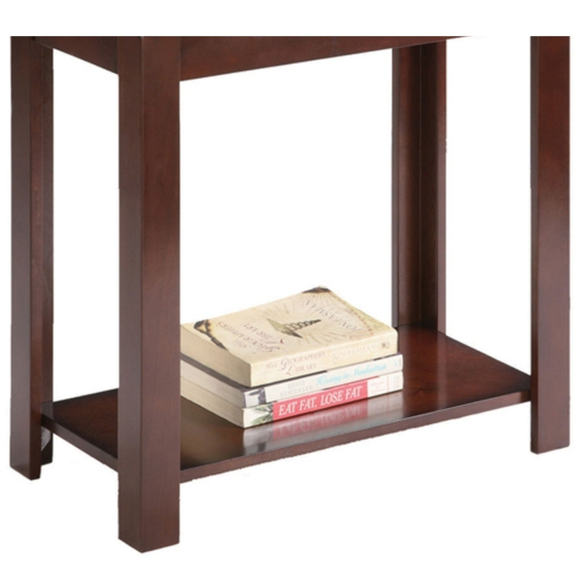 24" Tall Wooden Side Table End Table, Traditional Design, Dark Cherry Brown Wood