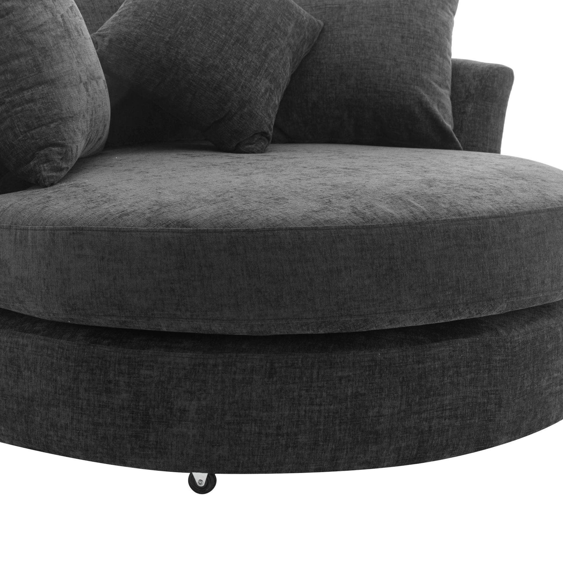Orisfur. 360 Swivel Accent Barrel Chair With Storage Ottoman & 4 Pillows, Modern Chenille Leisure Chair Round Accent For Living Room, Gray Gray Foam Chenille