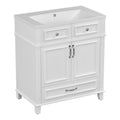 30'' Bathroom Vanity With Resin Sink, Solid Wood Frame Bathroom Storage Cabinet With Soft Closing Doors, Retro Style, White Same As Sw000118Aak White Bathroom Modern Solid Wood Mdf Resin