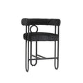 Coolmore Bar Stools Set Of 2, Modern Bar Stool With Back, Black Metal Frames, Upholstered Bar Stools For Kitchen Island, Pub, Club Black Chenille Black Dining Room Foam Chenille
