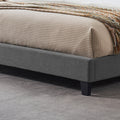 King Size Upholstered Platform Bed Frame With Contemporary Tufted Waffle Stitching, Easy Assembly, Charcoal Grey King Charcoal Grey Fabric