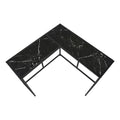 Accent Table, Console, Entryway, Narrow, Corner, Living Room, Bedroom, Black Marble Look Laminate, Black Metal, Contemporary, Modern Black Particle Board