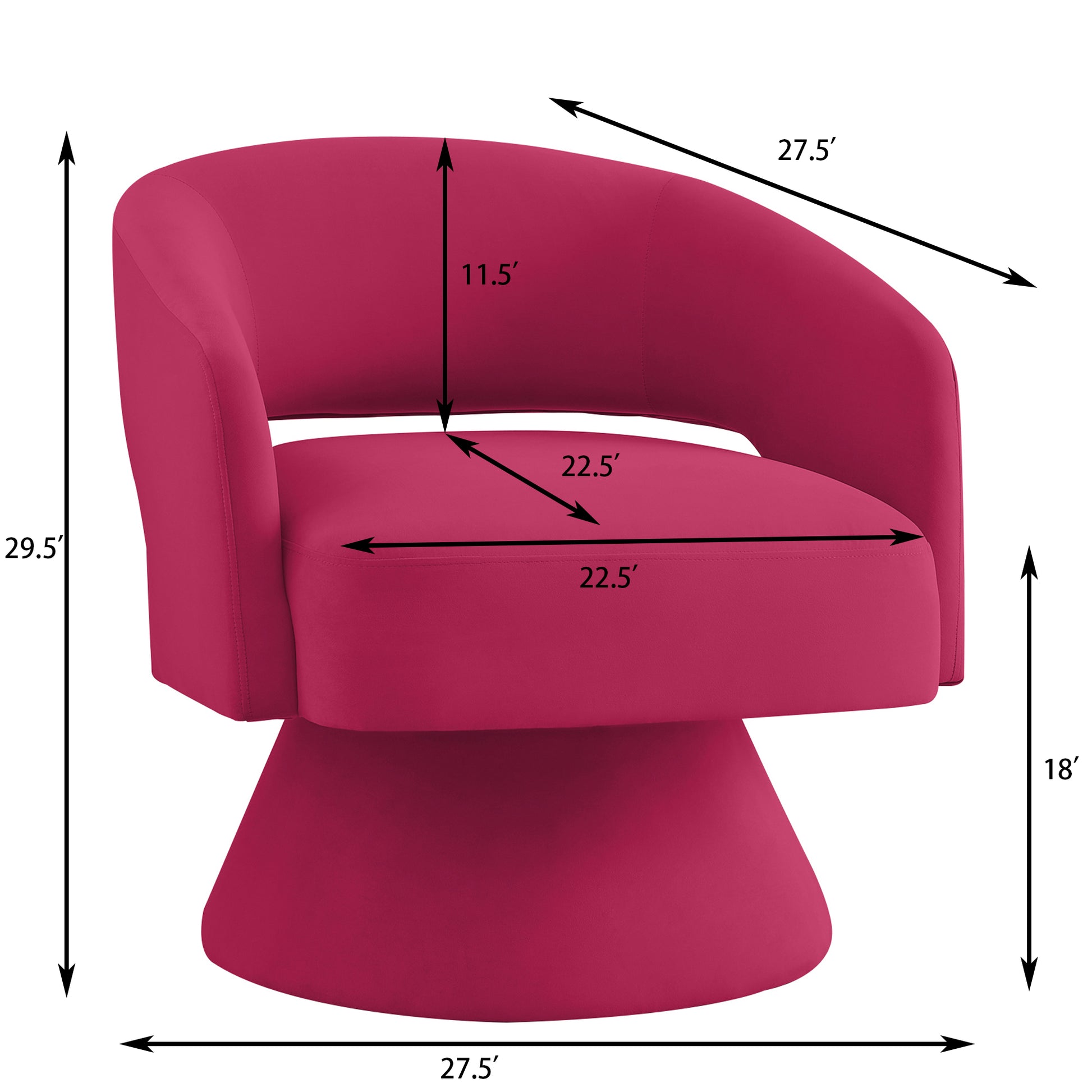 Modern Swivel Barrel Chair, Upholstered Velvet Round Accent Chairs,360 Degree Comfy Swivel Chair With Open Backrest, Single Chair Armchair For Living Room Bedroom, Homerest, Rose Pink Rose Pink Primary Living Space American Design,Contemporary,Luxury,Mid