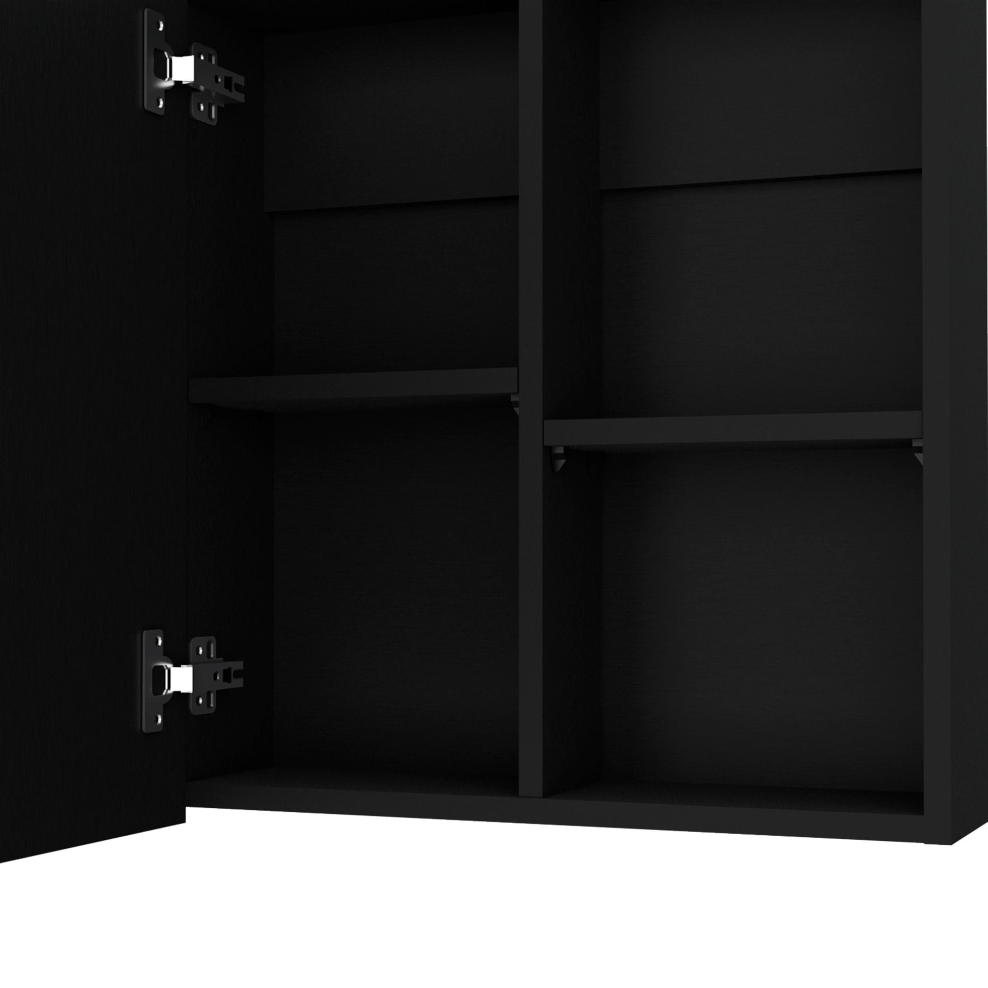 Morenci Medicine Cabinet With Included Mirror And 1 Door, Black Black 1 4 24 To 35 In Mirror Included Bathroom Wall Mounted Modern 5 10 Inches Particle Board Melamine