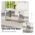 Modern Rectangular Dining Table, Imitation Marbled Rock Plate Table Top, Stainless Steel Table Legs, Suitable For Kitchen, Dining Room, Living Room 63 Inches * 31.4 Inches. Silver Sintered Stone