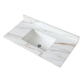 43 Inch Marble Vanity Top, Bathroom Vanity Top With Undermount Rectangular Middle Sink And 4