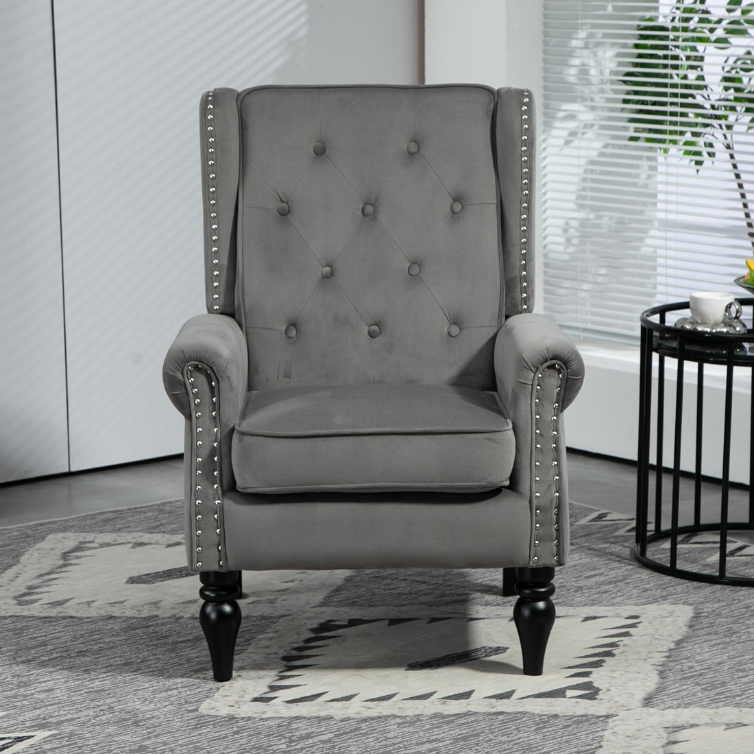 Coolmore Wood Frame Armchair, Modern Accent Chair Lounge Chair With Sturdy Wood Legs For Living Room Bedroom Dark Gray Dark Gray Foam Velvet