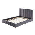 Twin Size Modern Design Bed Frame Upholstered Queen Bed Frame Platform With Headboard Fabric Headboard Wooden Slats Support, No Box Spring Needed,Mattress Foundation,Dark Grey Twin Dark Grey Fabric