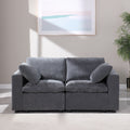 Modular Sectional Sofa, 2 Piece Sectional Sofa Set, Two Corner Chairs, Chenille Grey Grey Fabric 2 Seat