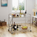 Bar Cart - Silver Glass Metal