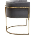 Meha 24 Inch Cantilever Dining Chair, Gray Velvet Upholstery, Gold Frame Gray Metal