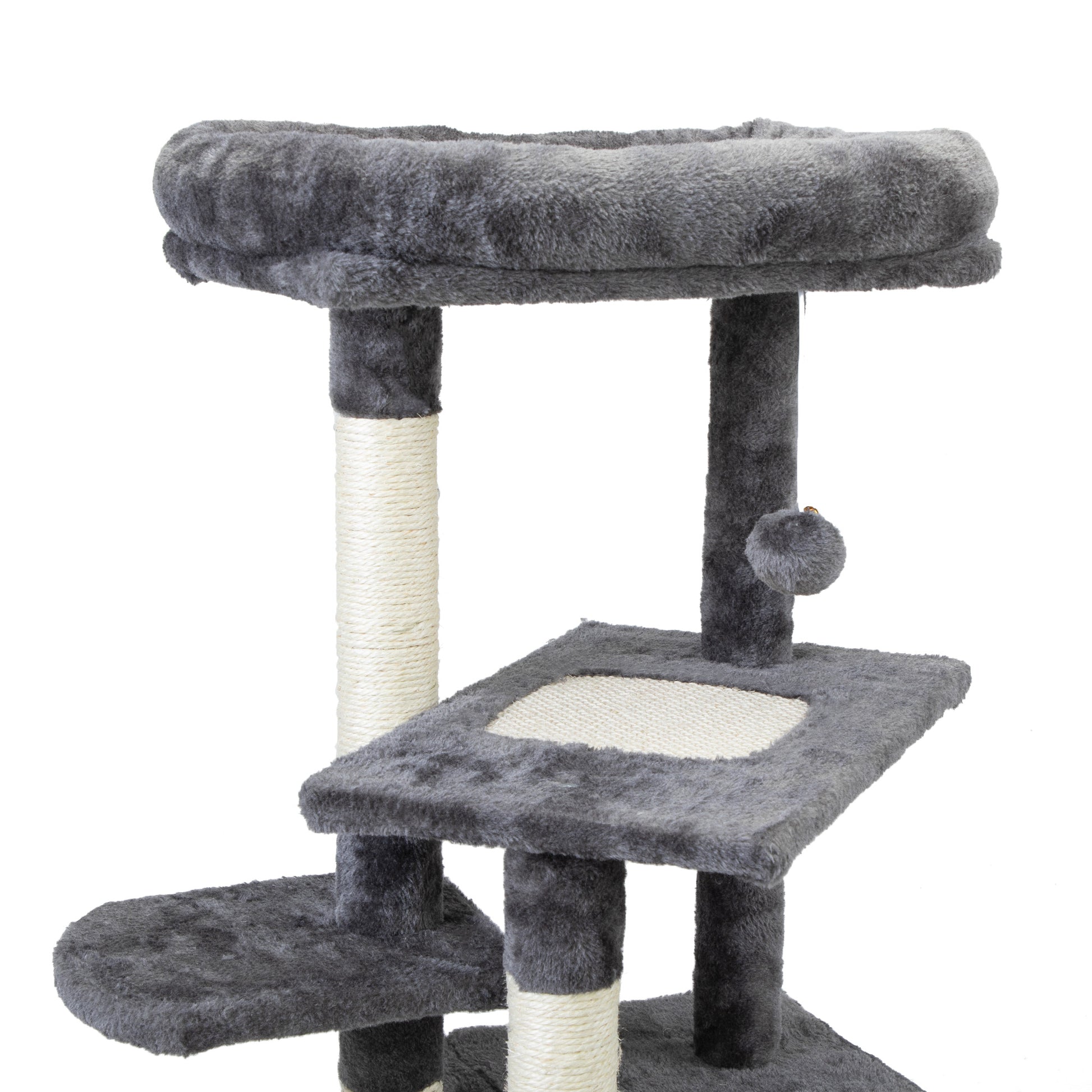 Double Level Cat Tree Stand House Furniture Kittens Activity Tower Posts Kitty Pet Play House Dark Gray Dark Gray Particle Board