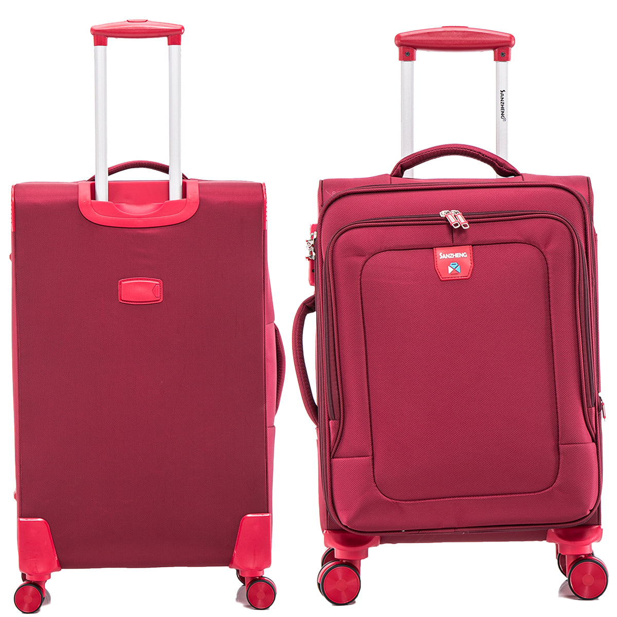 Four Piece Fabric Luggage Set, Expandable Suitcase For Travel, School And Business Trip 20 24 28 32In Red Fabric