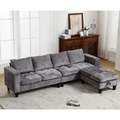 Arrived 5 Seat Modular Sofa,With Storage Ottoman, Convertible Sectional Sofa, L Shaped Couchreversible Chaise ,Riveted Sofa,Chenille, Gray Gray Polyester Wood Primary Living Space Medium Soft Cushion Back Modern Square Arms Foam Metal & Wood 5 Seat