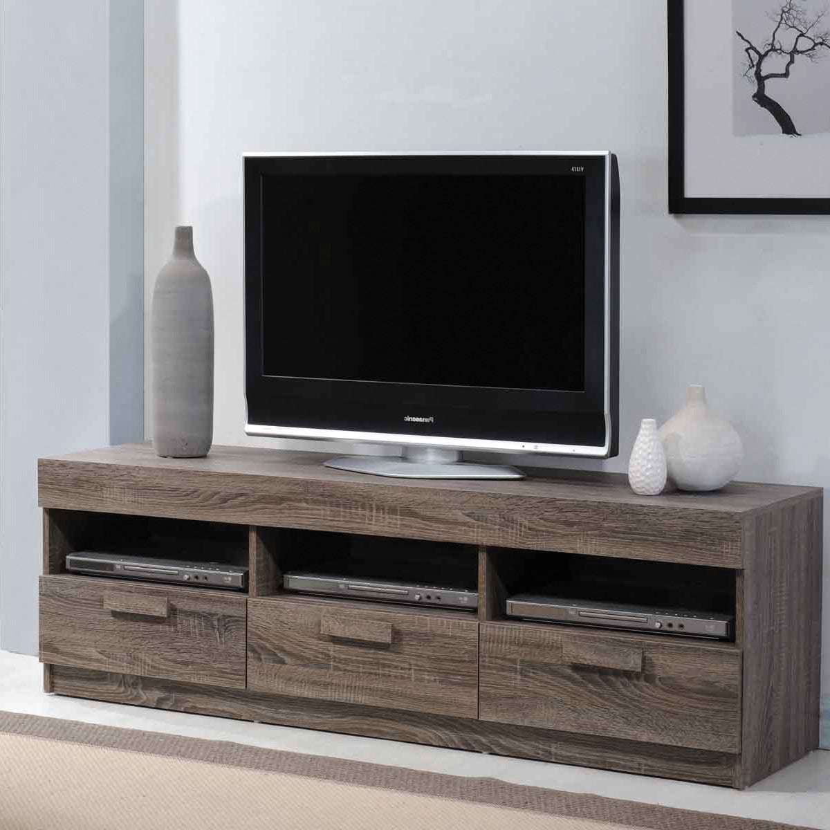 Rustic Oak Tv Stand Rustic Primary Living Space 60 Inches 50 59 Inches Wood