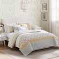 6 Piece Cotton Percale Quilt Set With Throw Pillows Yellow King Cal King King Yellow Polyester