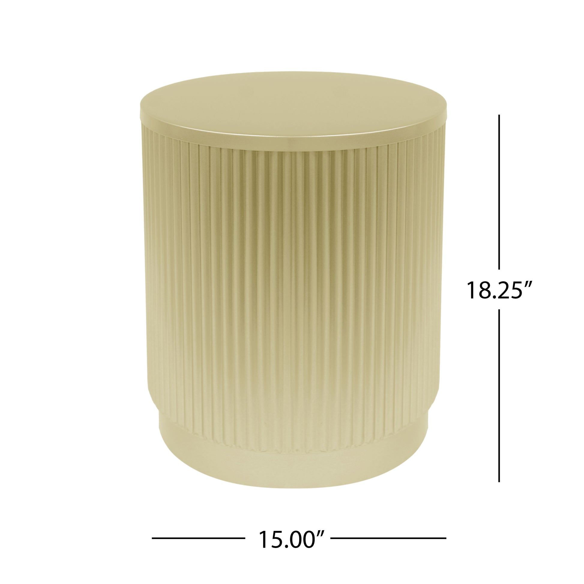 Golden Round Side Table With Vertical Stripes Gold Iron