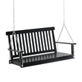 Outsunny 2 Seater Hanging Porch Swing Outdoor Patio Swing Chair Seat With Slatted Build And Chains, 440Lbs Weight Capacity, Black Black Wood