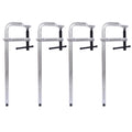 Bar Clamps Set, Drop Forged Steel Bar Clamps, Steel F Clamps For Welding, Woodworking, Metal Working, Diy And Crafts,12 Inch X 3Inch Throat,Pack Of 4 Silver Steel