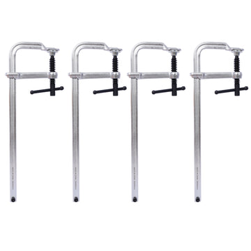 Bar Clamps Set, Drop Forged Steel Bar Clamps, Steel F Clamps For Welding, Woodworking, Metal Working, Diy And Crafts,12 Inch X 3Inch Throat,Pack Of 4 Silver Steel