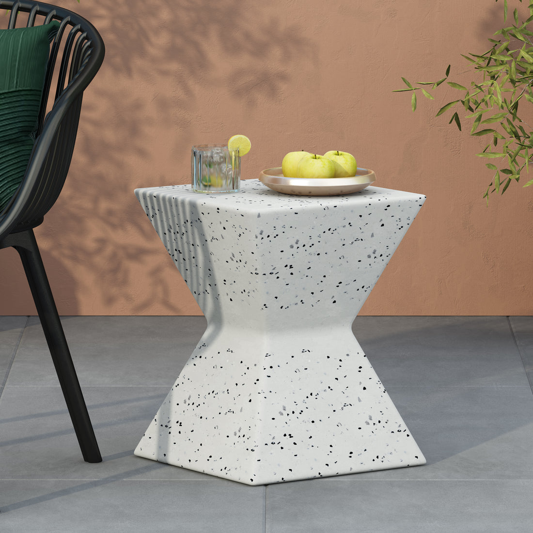 Speckle Symmetric Side Table White Concrete