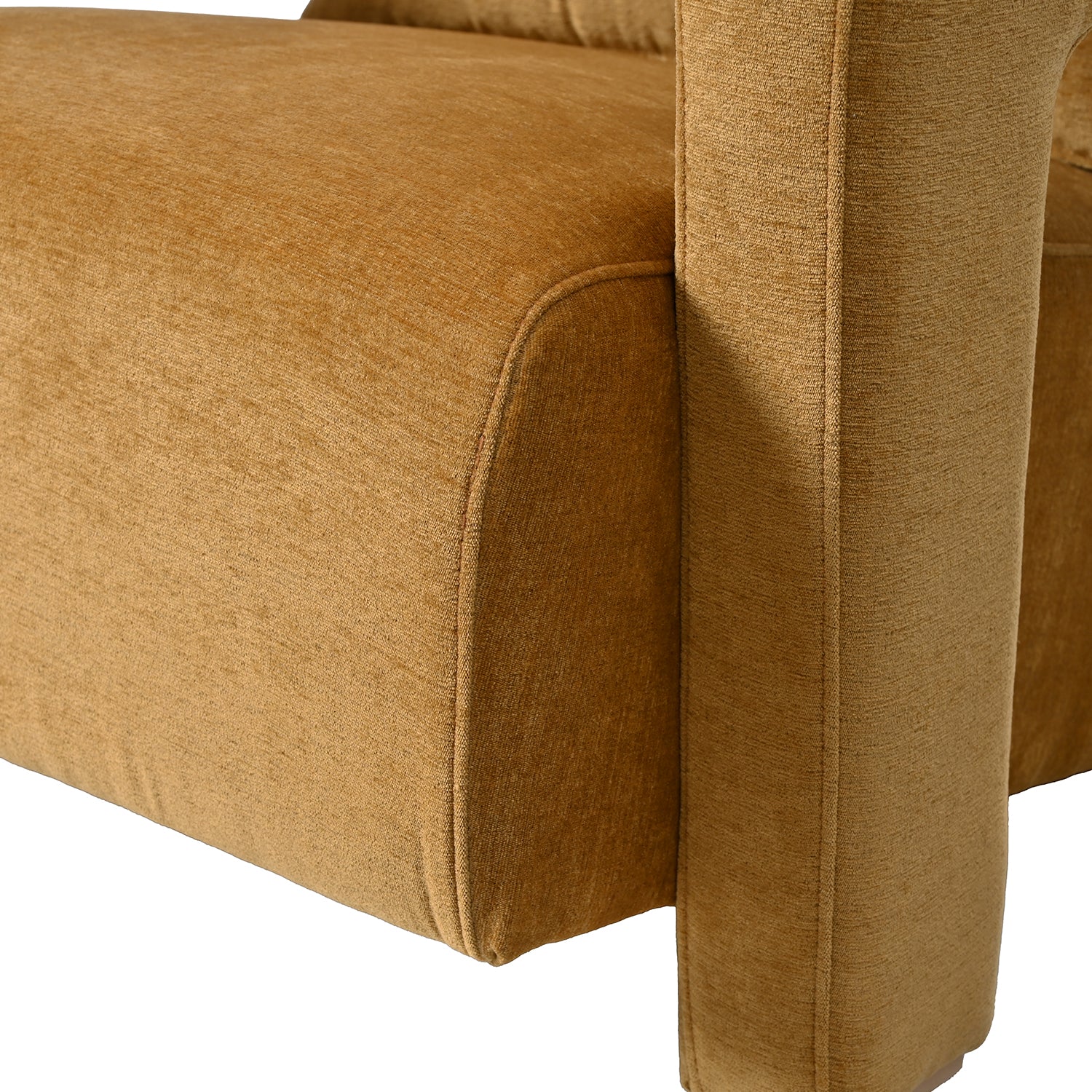 Mirod Sleek Right Angle Armrests, Ergonomic Lumbar Support, Square Wooden Block Legs, Inclined Seat For Comfort, Artistic Statement Piece For Living Room,Bedroom And Study Yellow Chenille