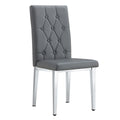 2 Piece Set Of Gray Armless Dining Chairs Brings A Touch Of Elegance And Mystery To The Dining Area With Its Deep Gray Tone,The Grid And Buckle Design Of The Back Add A Vintage Yet Fashionable Touch Gray Set Of 2 Pu