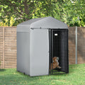 Pawhut 4' X 4' X 6' Outdoor Dog Kennel With Waterproof Canopy, Removable Windproof Walls, Dog Run Exercise Pen For Small & Medium Dogs, Chickens, Ducks Black Steel